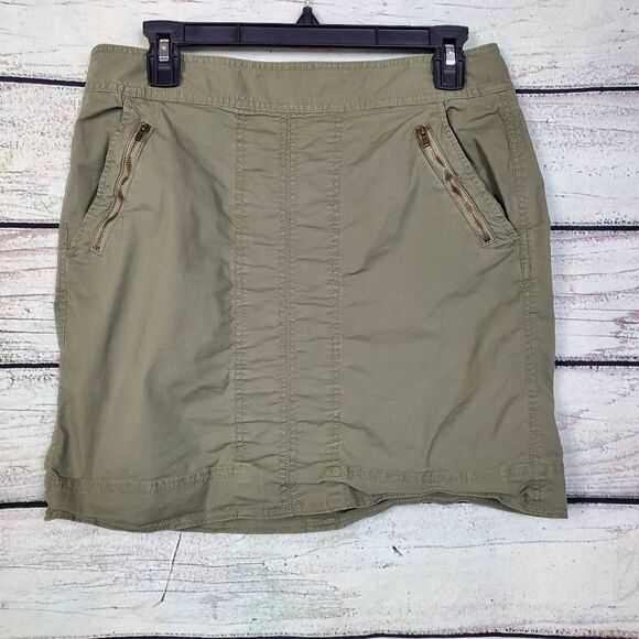 LOFT Ann Taylor Women’s Green Utility Skirt Size 6 Casual Zipper Pockets Stretch - Picture 1 of 7